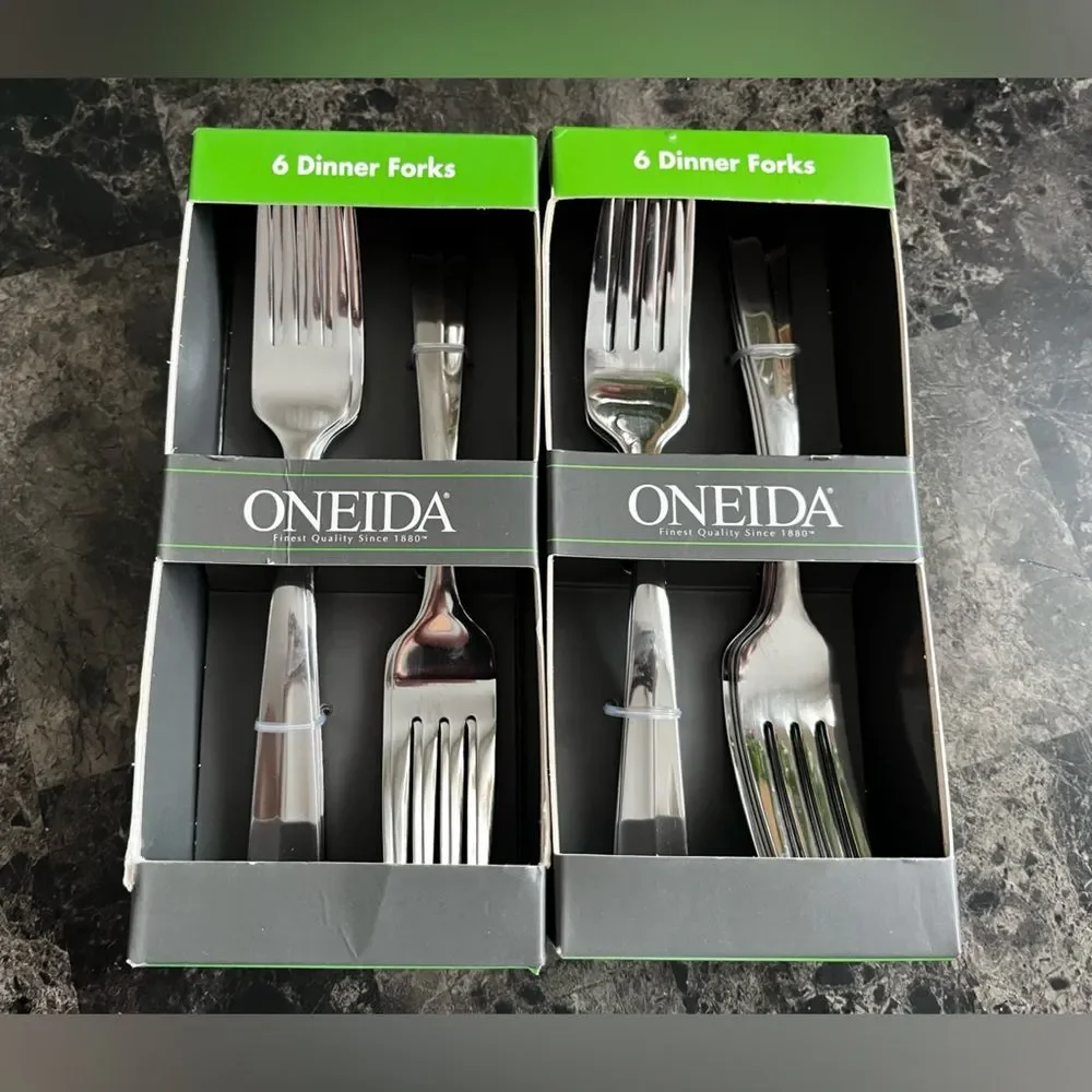 Oneida Arc Stainless Steel Mirror Finish Everyday Flatware Dinner Forks 2 Sets